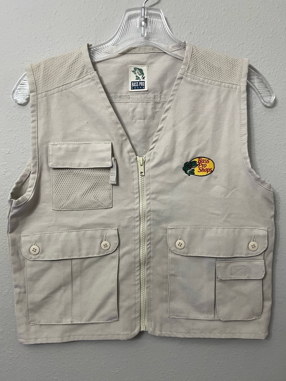 Bass Pro Shops Kids Khaki Utility Fishing Vest SZ 7 Unisex Outdoor Adventure - Picture 2 of 14